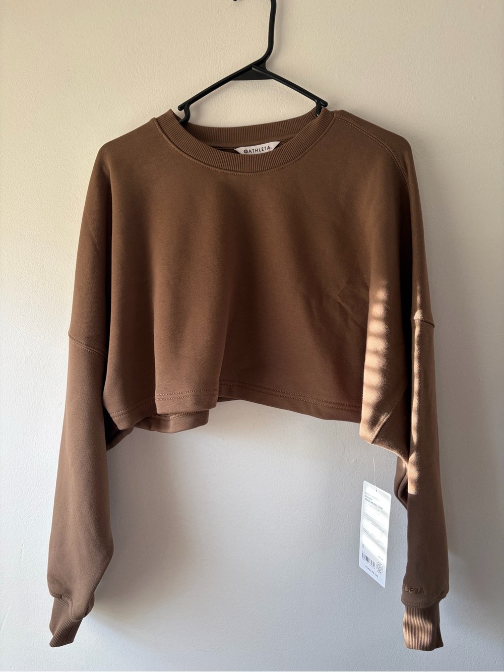 Athleta Cropped Crew Sweatshirt - Chocolate Brown